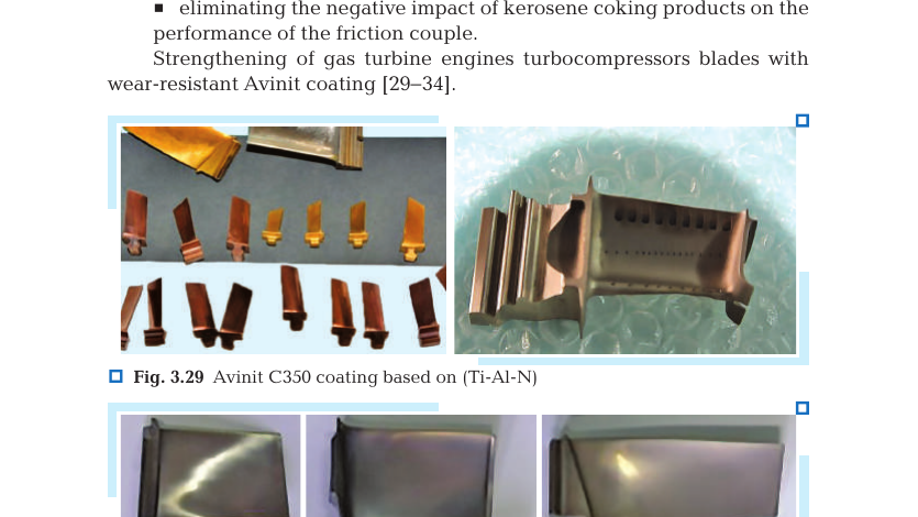 Gas turbine compressor blades with Avinit protective coatings
