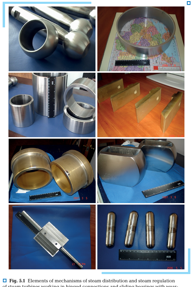 Steam turbine sliding-bearing and regulation components with Avinit coatings